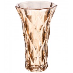 Vaso 14,5cm X 7,5cm X 25cm De Vidro Diamond Âmbar Metalizado